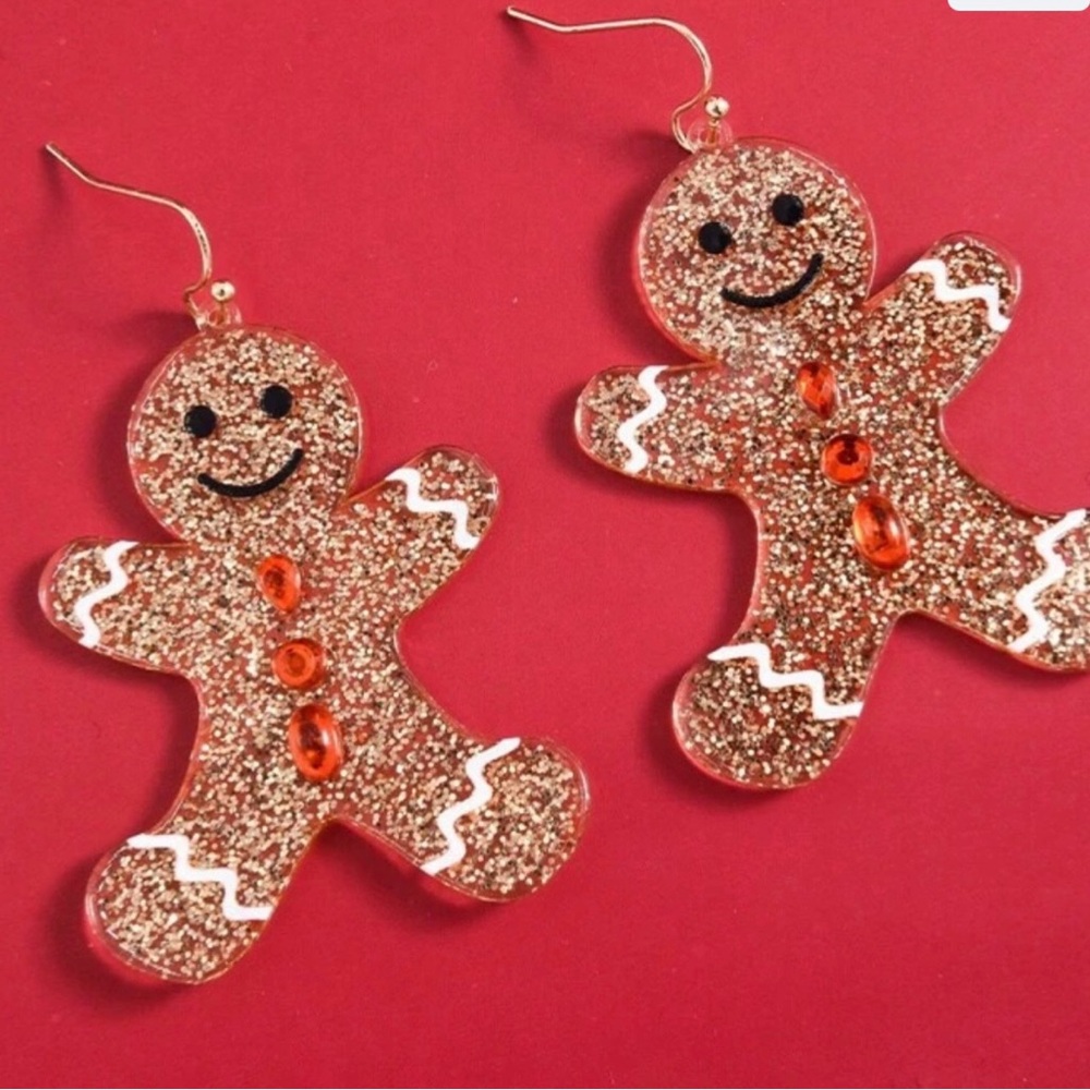 Glittery Gingerbread Earrings